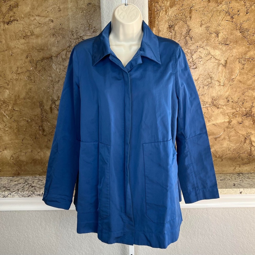 Lafayette 148 Jacket Womens Medium Lightweight Rain Windbreaker‎ Blue